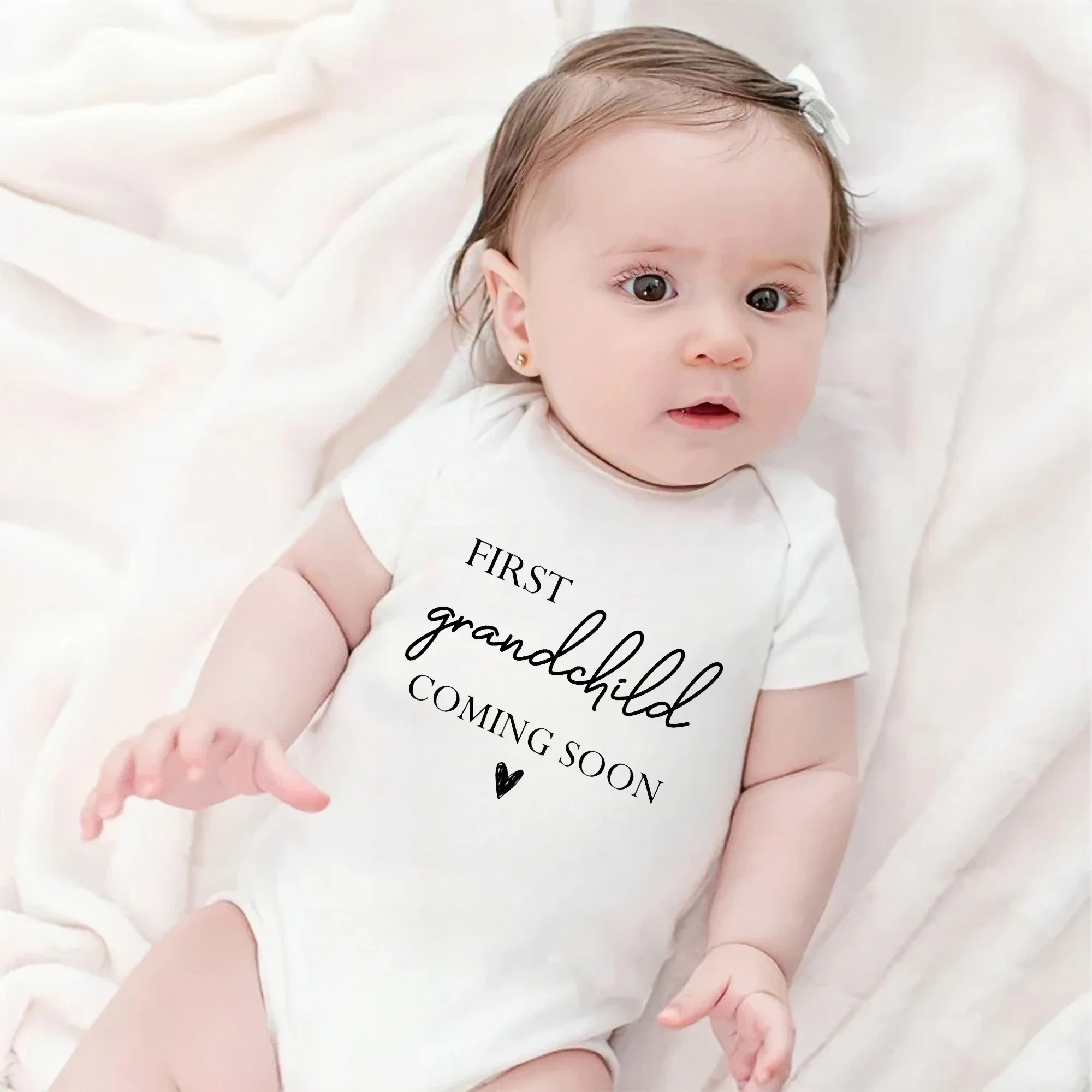 First Grandbaby Coming Soon Baby Bodysuit Newborn Jumpsuits Pregnancy Announcement Reveal Clothes Gift for New Grandparents