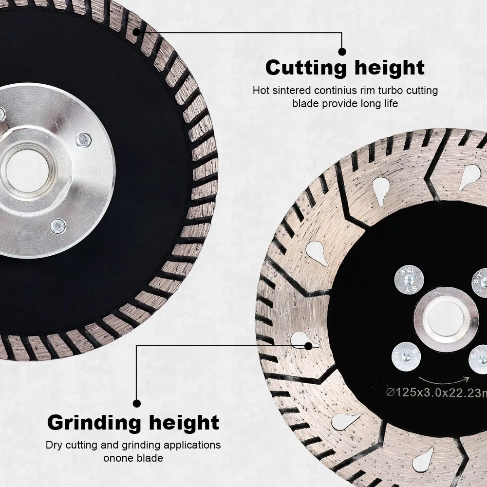 125 มิลลิเมตรหรือ 150 มิลลิเมตรพร้อมหน้าแปลนเพชรบดและตัดใบมีด Turbo Segmented หินตัดสำหรับหินแกรนิตหินทราย