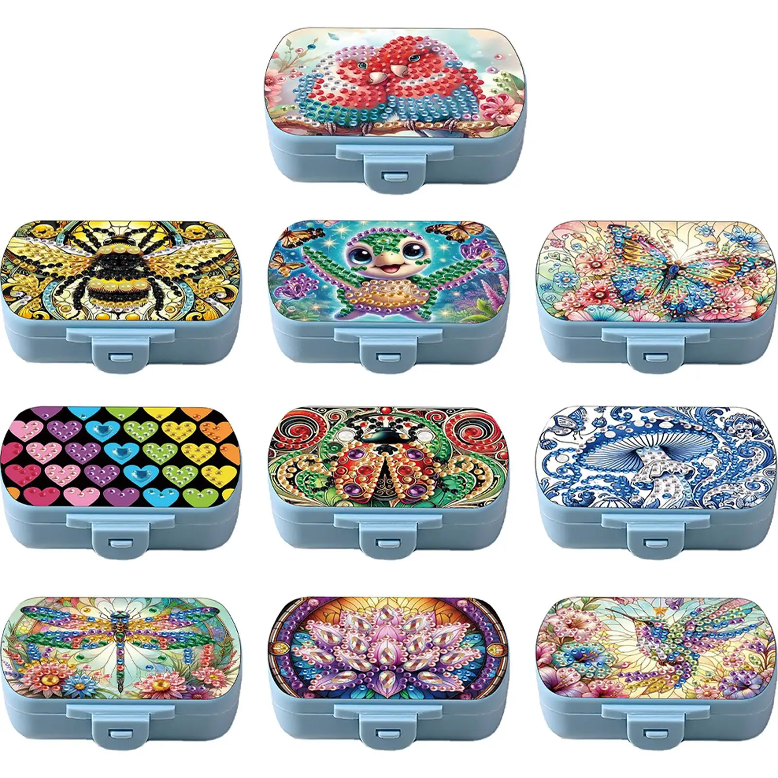 

4 Grid Travel Cases Lovely Colored Medicine Box Butterfly Jwelery Organizers Household Holder Iron Cabinet Small pill container