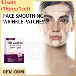 12sets(16pcs/1set) Reusable Facial Anti-wrinkle Patch Chin Forehead Skin Care Pad Silicone Patch Facial Lift Invisible Skin Care