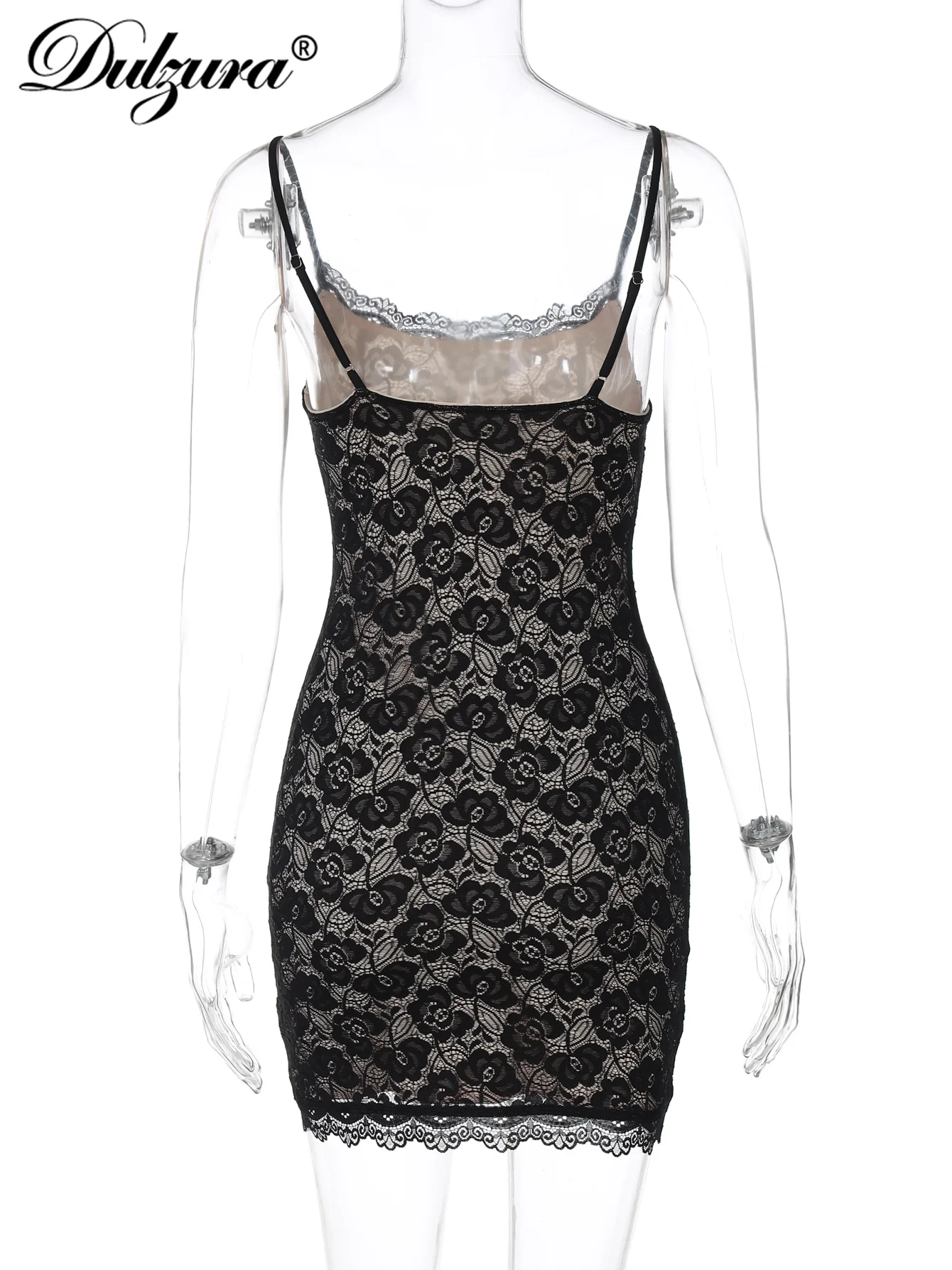 Dulzura senza maniche senza schienale aderente in pizzo con volant patchwork Cami mini abito sexy elegante abito casual party club abiti estivi