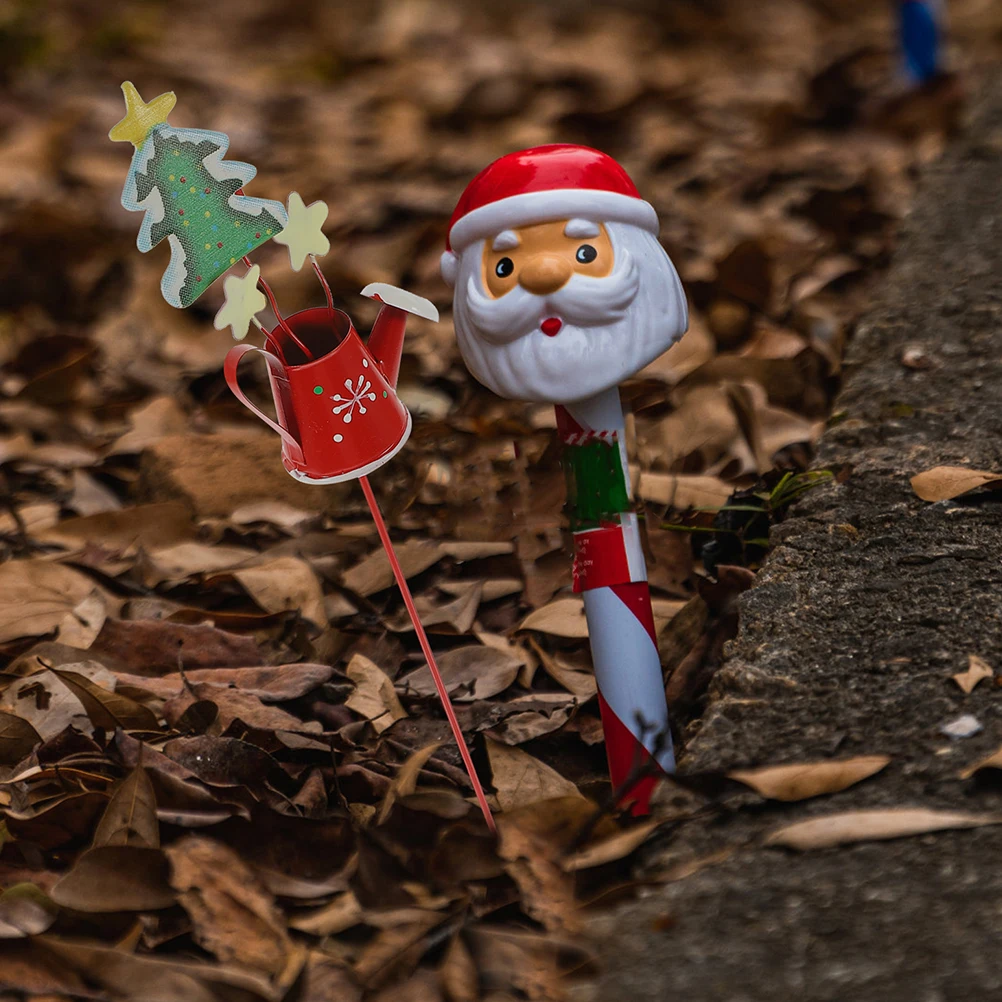 

3 Pcs naments Mini Garden Crafts Pot Garden Crafts Lawn Yard Decoration Plant Pot Stake Holiday Metal Christmas Lawn Stake Home