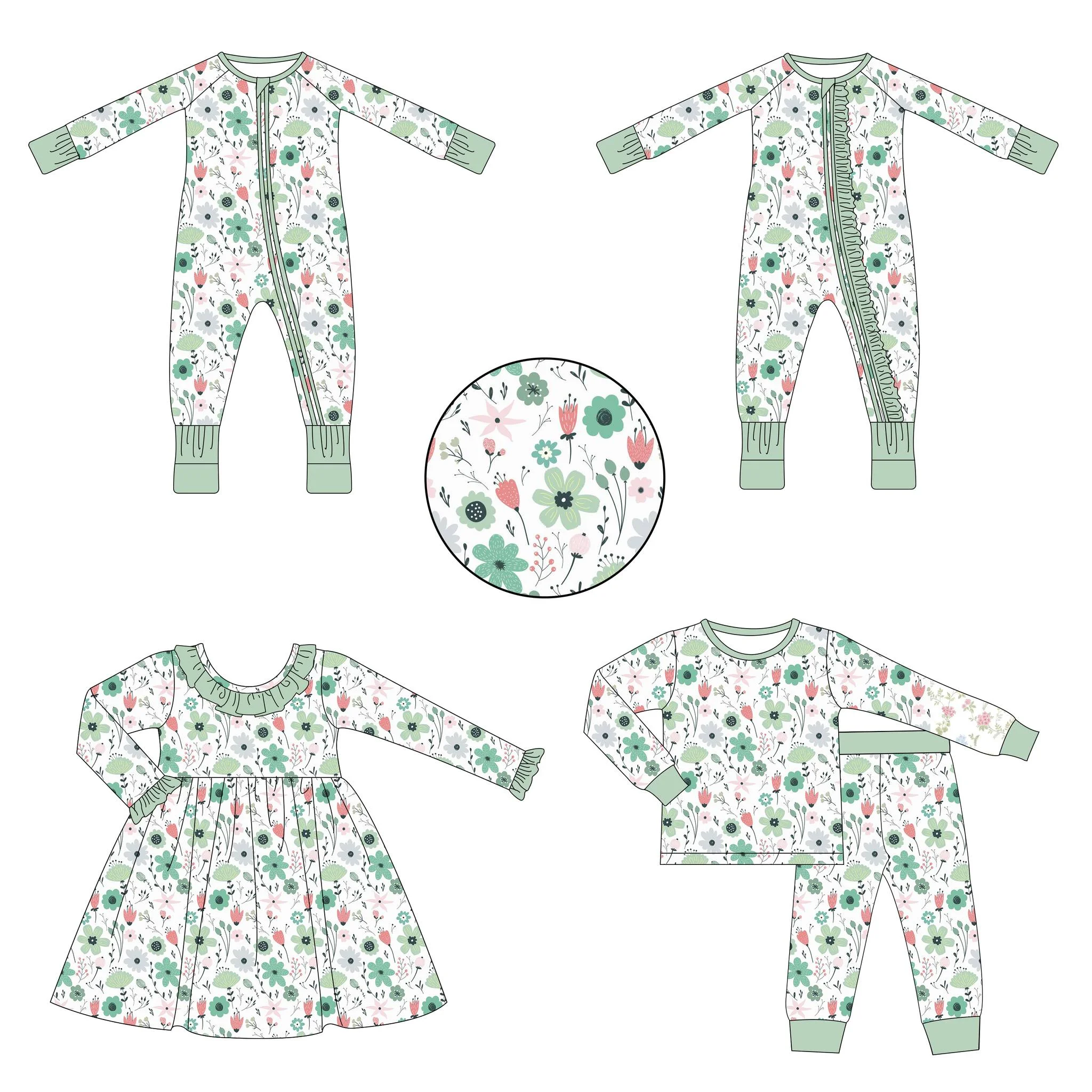 

Boutique children's clothing wholesale floral pattern long-sleeved set baby clothes girl dress toddler jumpsuit kids clothes
