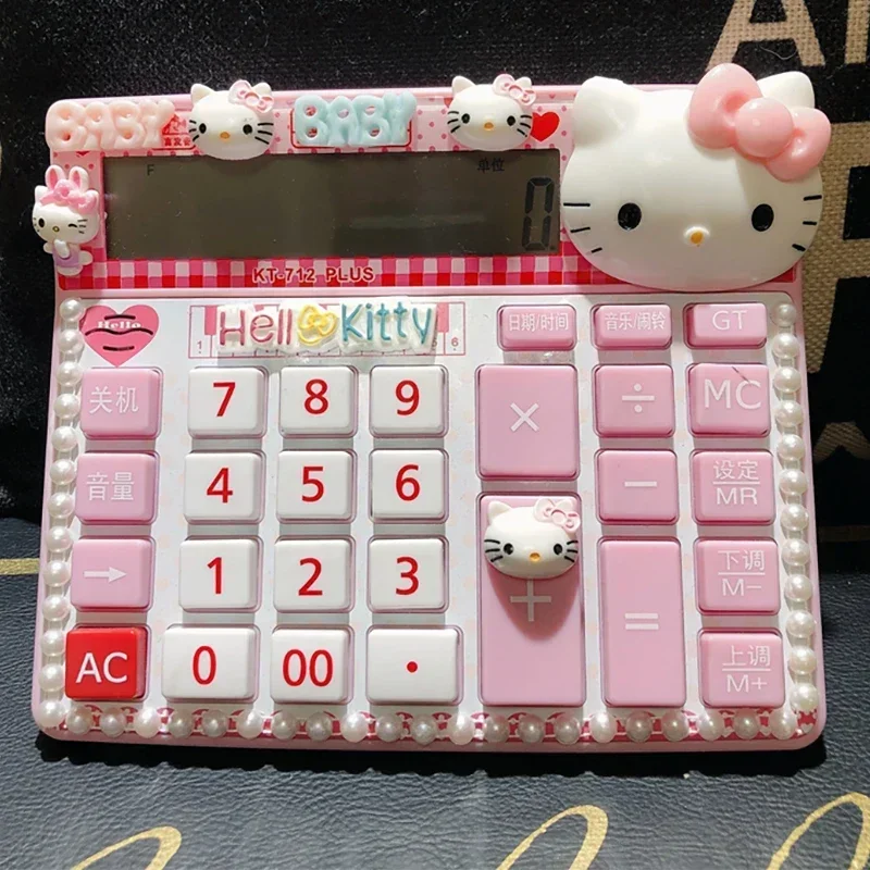 Miniso Sanrio Hello Kitty Student Voice Calculator My Melody Cute Girl Heart Office Electronic Calculator Portable For Kids Gift