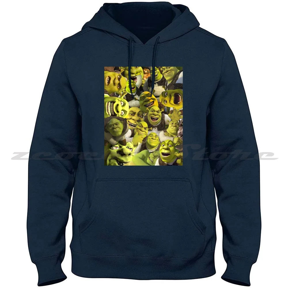 Shrek Collage Men And Women Cotton  Sweatshirt  Hoodie Shrek Collage Life Love Funny Green Dreamworks Donkey Memes