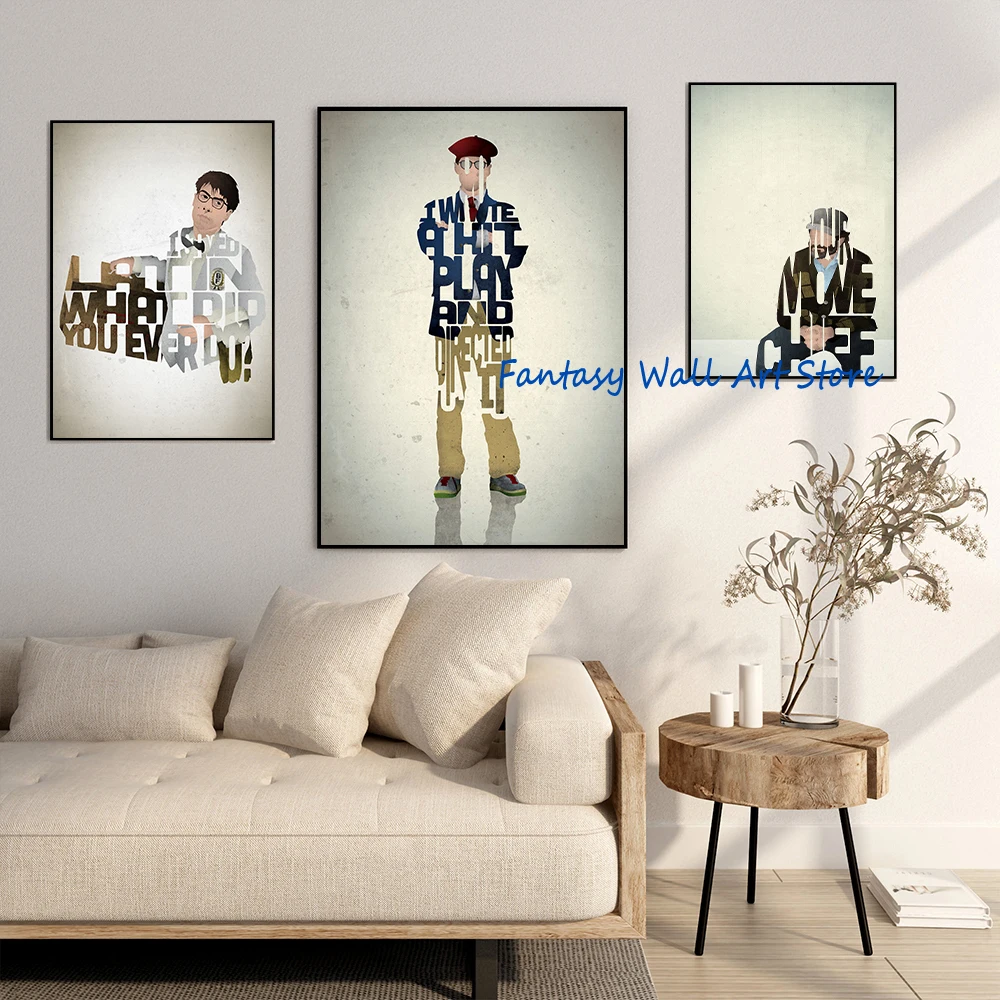 Classic Film Characters Quotes Artwork Movies Inspired Wall Decor Canvas Painting Movie Characters Poster Pictures Home Decor