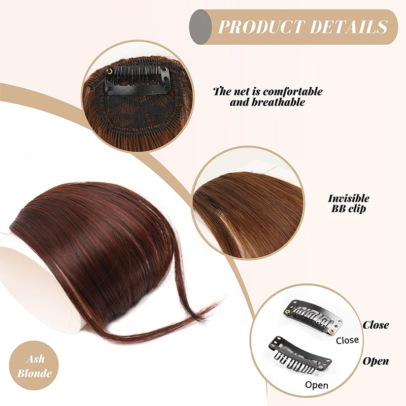 Air Bangs Wig Patch for Women with Sideburns Natural Replacement of Hairline Invisible Air Flush Bangs Wig Patch