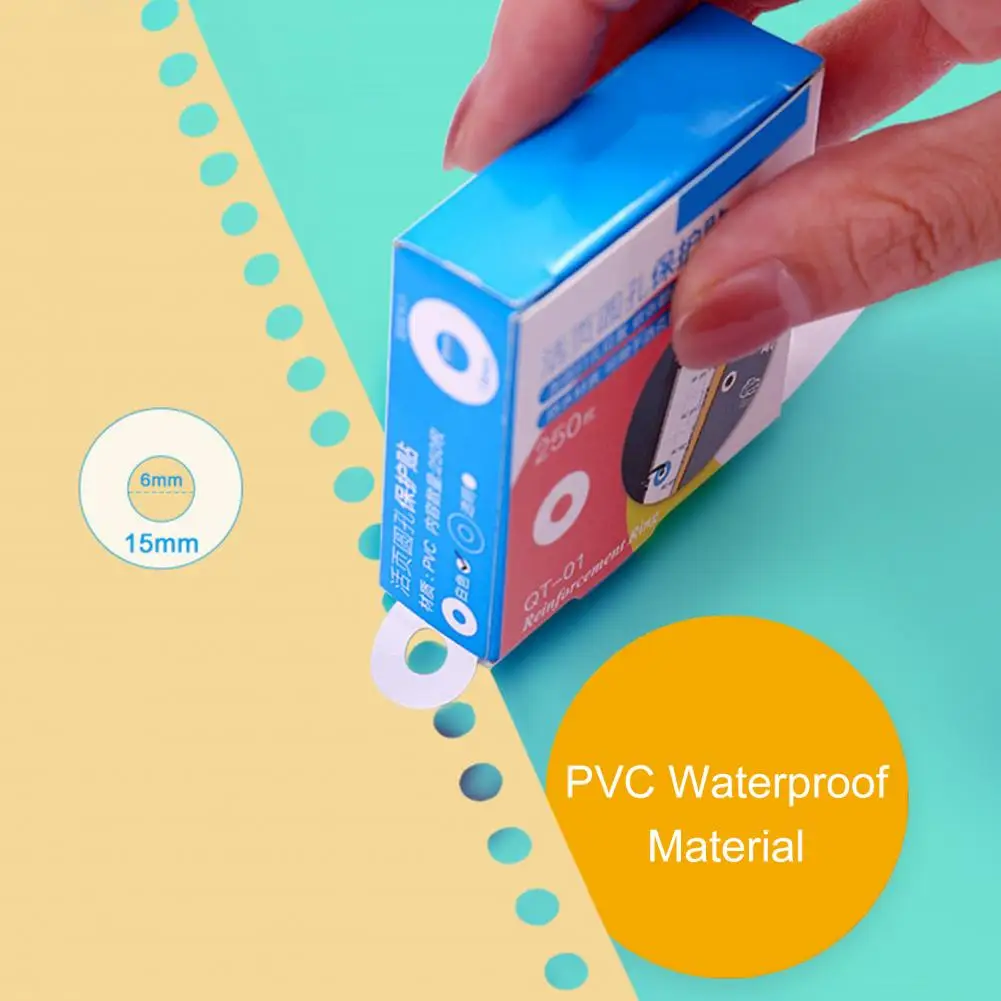 250Pcs Practical Hole Punch Protector PVC Paper Repair Sticker Versatile Waterproof Reinforcement Labels  Fixing
