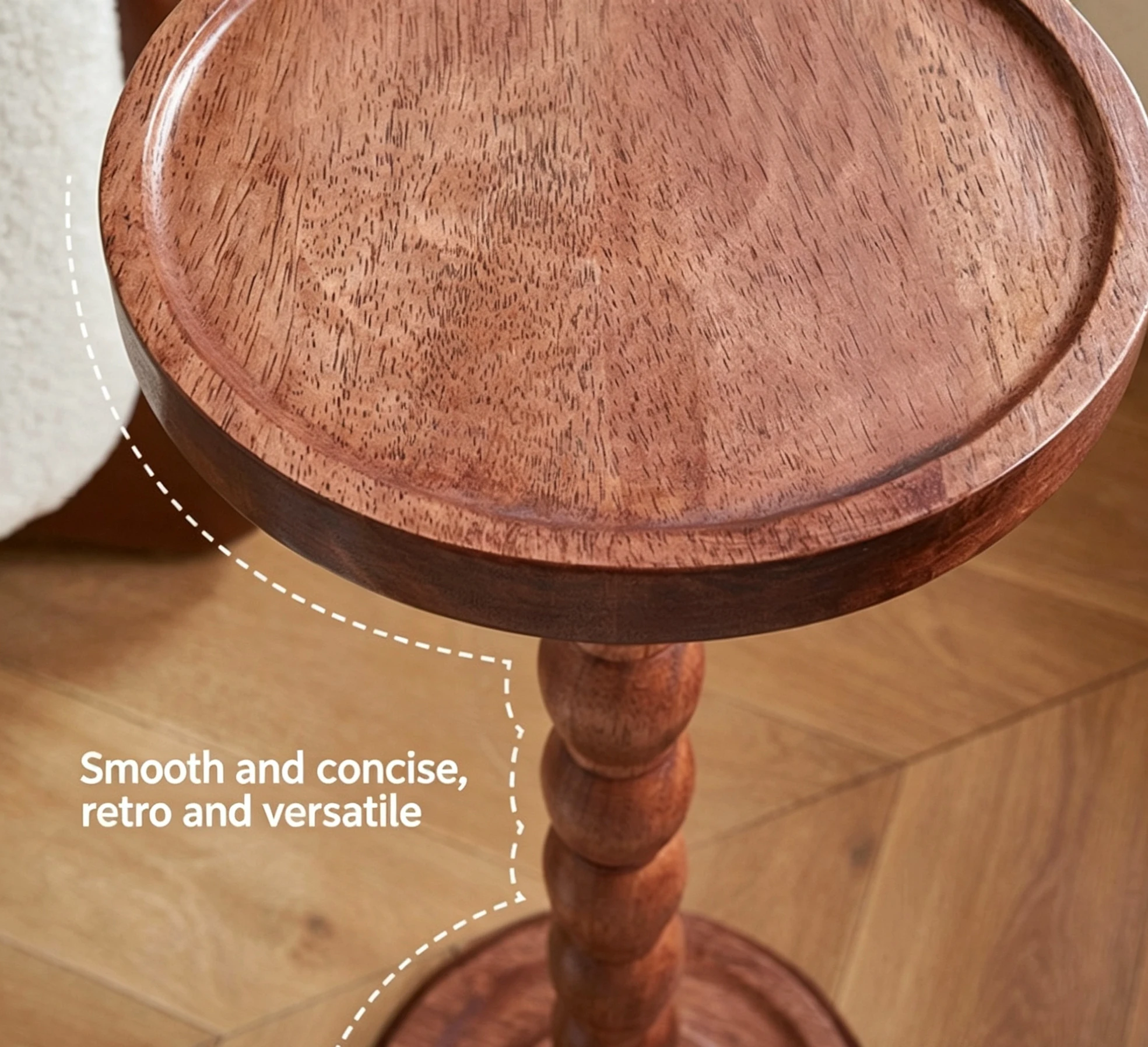 Solid wood retro corner table, light luxury mini sofa side cup table