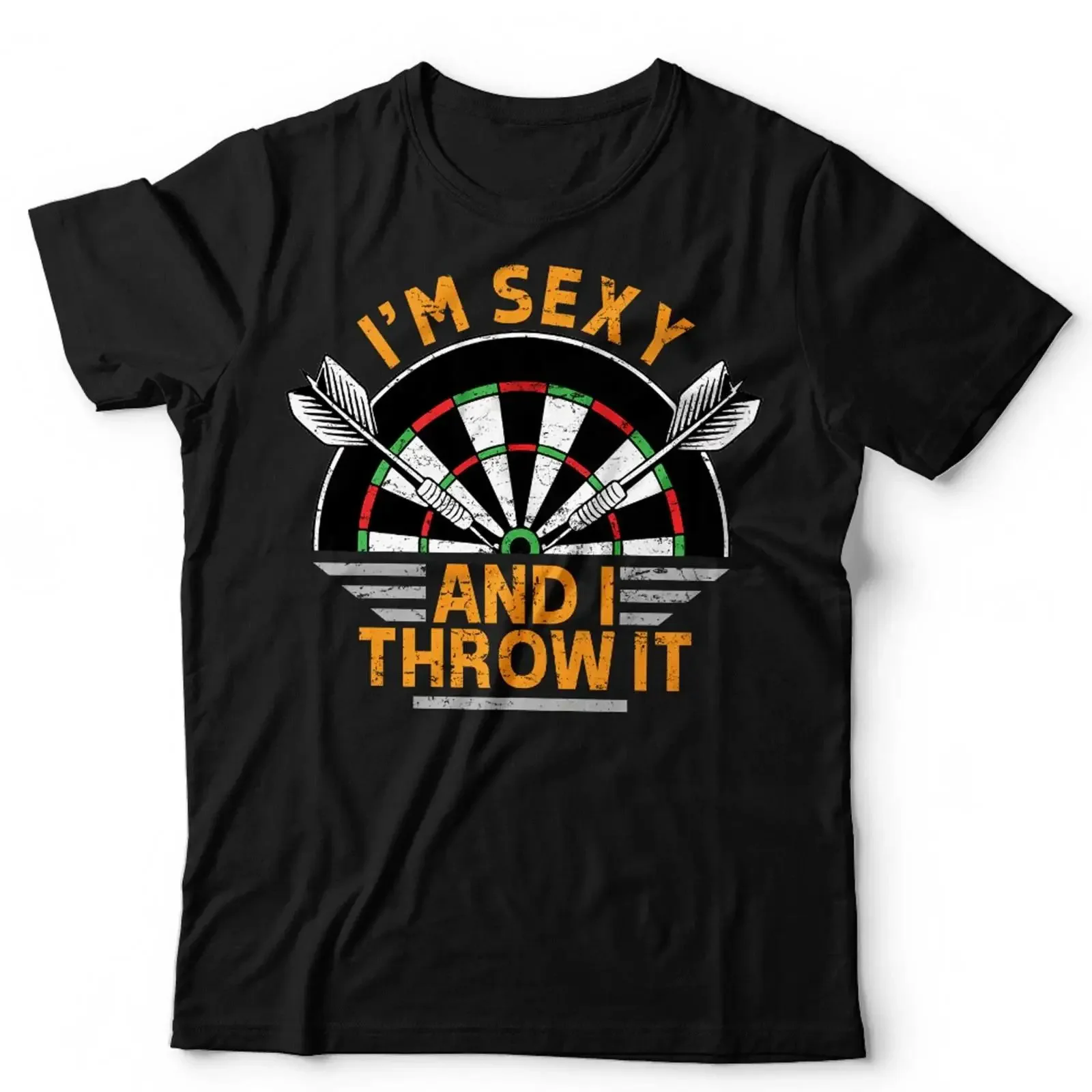 Lustiges Dart T Shirt Ich bin sexy und werfe es Dartspieler humorvoll Kneipe Geschenk vintage Washed Comfortable Unisex
