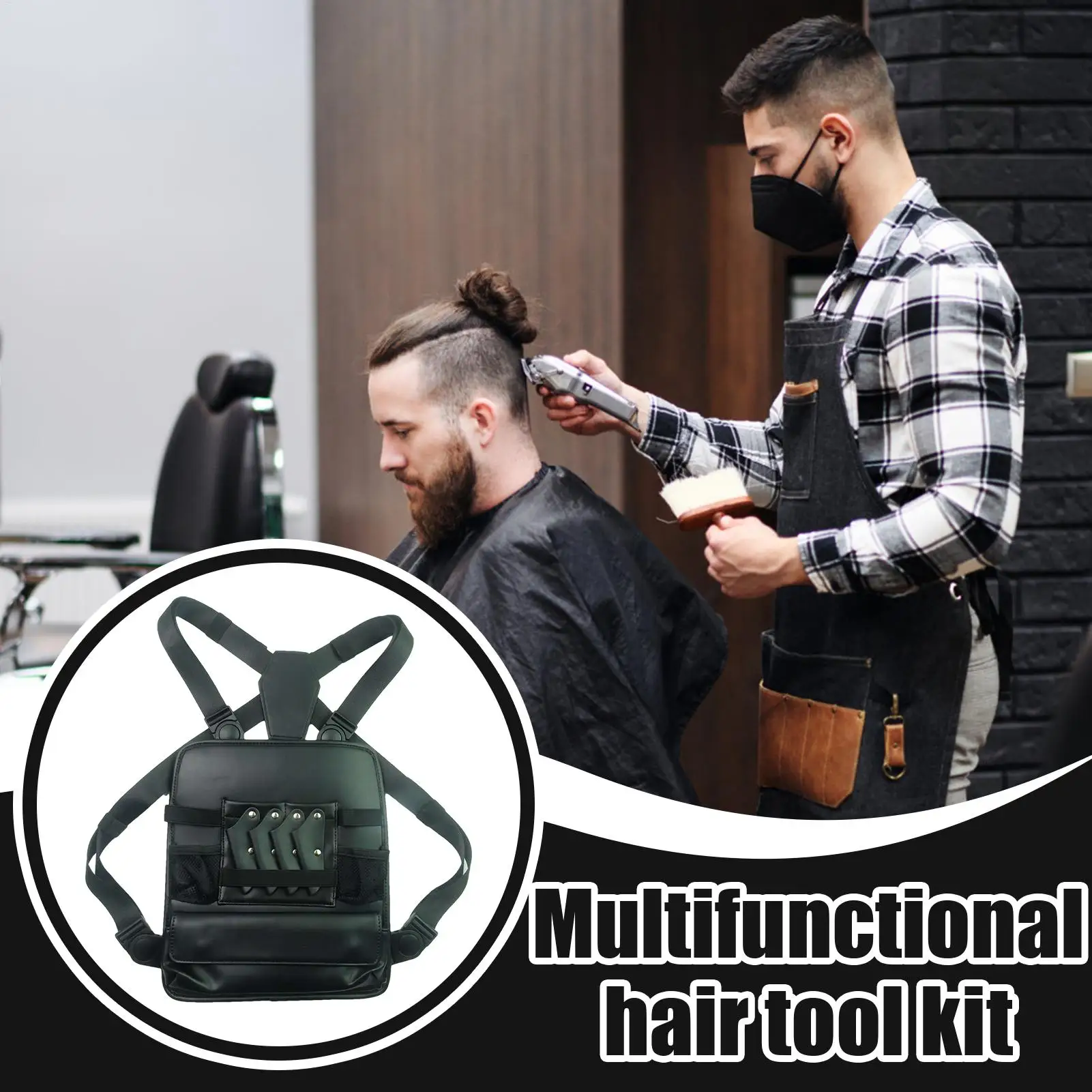 حقيبة مقص الشعر من جلد البولي يوريثان على ظهره ملحقات حلاقة الصدر حقيبة تنظيم لتخزين مشط المقص ومتجر حلاقة الحلاقة