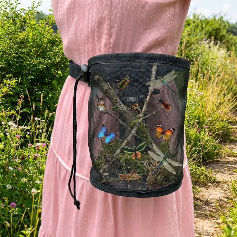 Folding Mesh Butterfly Cage Exploration Bug Enclosure Insect Terrarium Shoulder Strap Waist Strap Butterfly Catching Cage