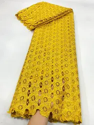 2026 High Quality African Lace Fabric cotton Swiss Voile Lace Fabric Nigerian Laser embroidery Sequined Popular Dubai Style