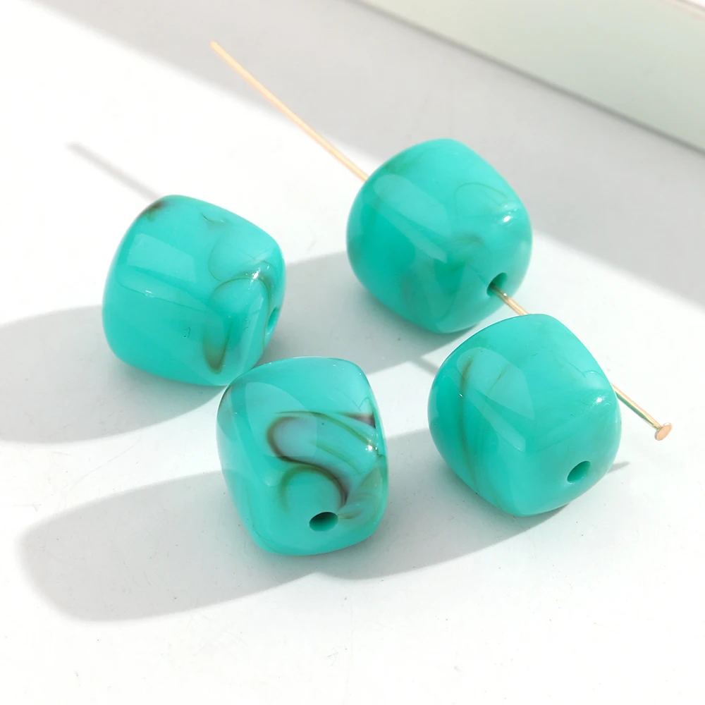 10 stks Marmer Kleur Acryl 16x17mm Vierkante Kubus Vorm Losse Spacer Kralen voor DIY Sieraden Armband Ketting Oorbellen Accessoires