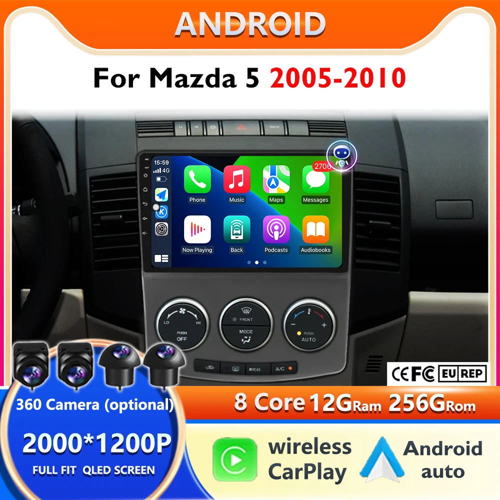

Android 15 4G 2 din For MAZDA 5 2005 2006 2007 - 2010 Car Radio Multimedia Video Player Navigation GPS Carplay Android Auto RDS