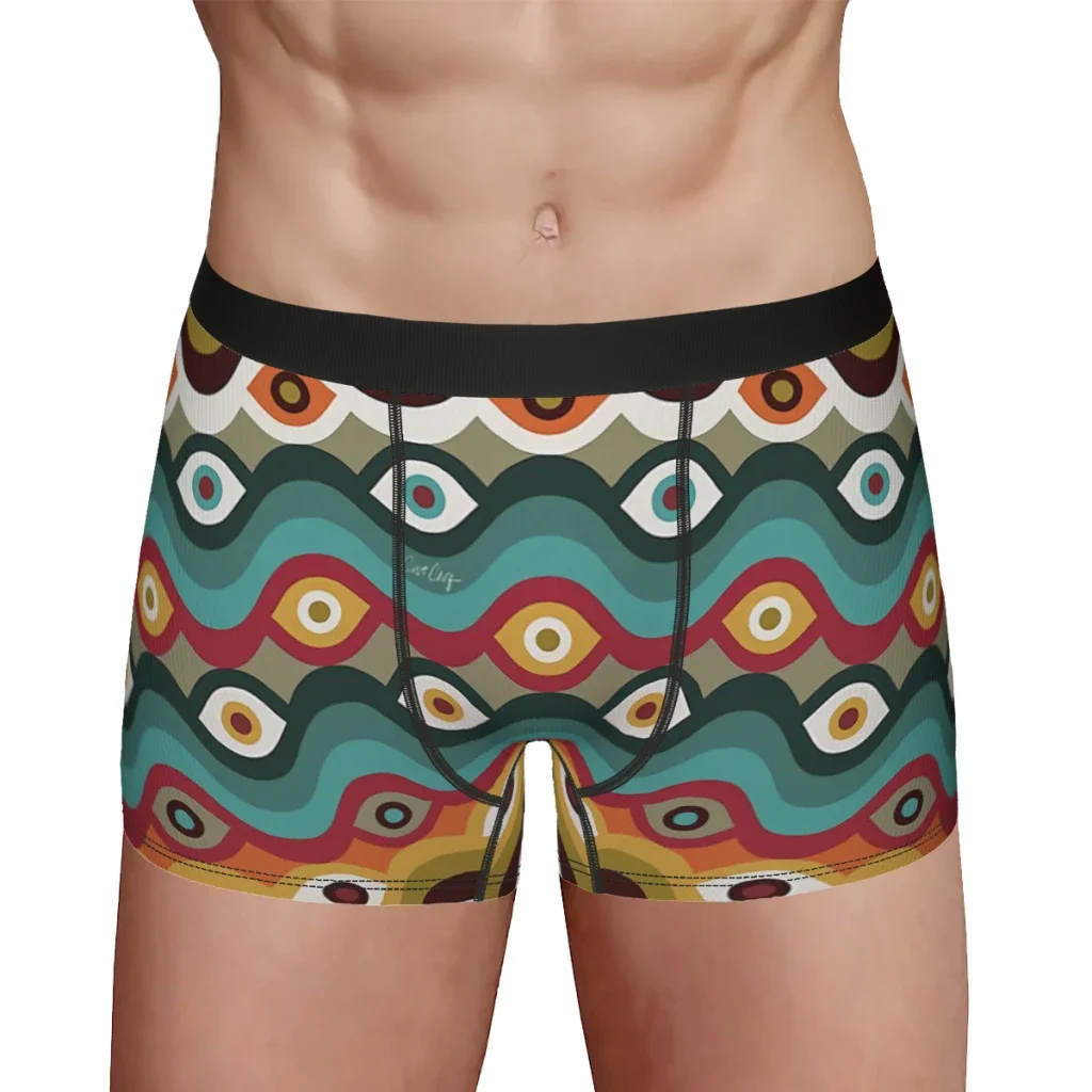 Psychedelic Eye Melt Teal and Crimson  Underpants Cotton Panties Male Underwear Sexy Shorts Boxer Briefs