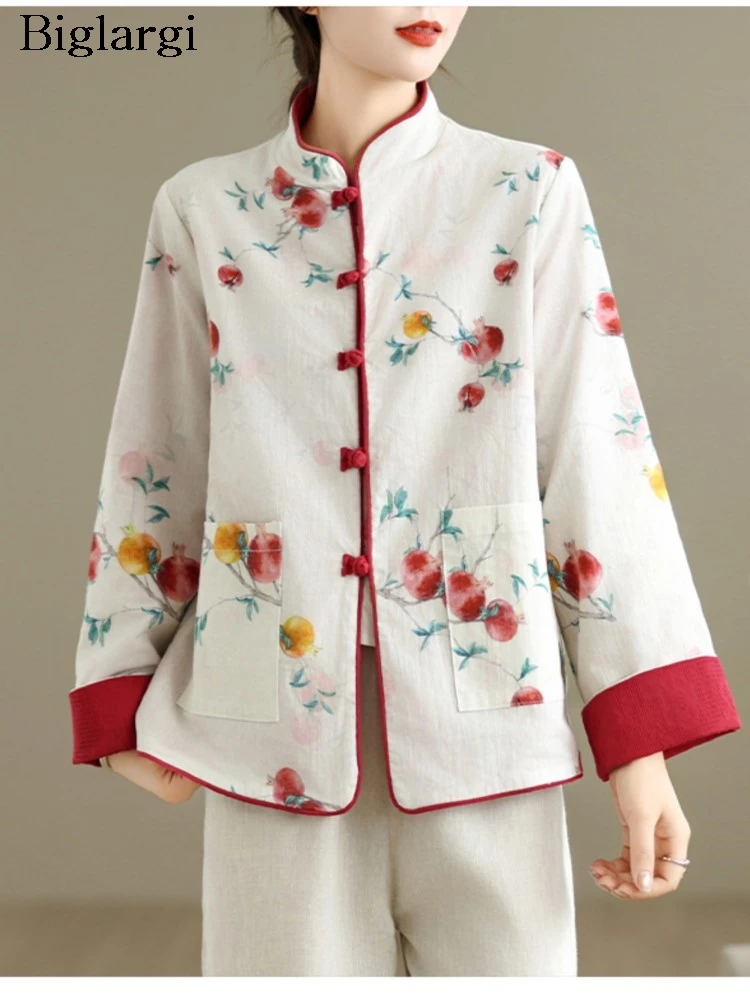 

Oversized Autumn Chinese Style Reversible Coat Women Flower Floral Print Fashion Ladies Jackets Loose Casual Woman Coats