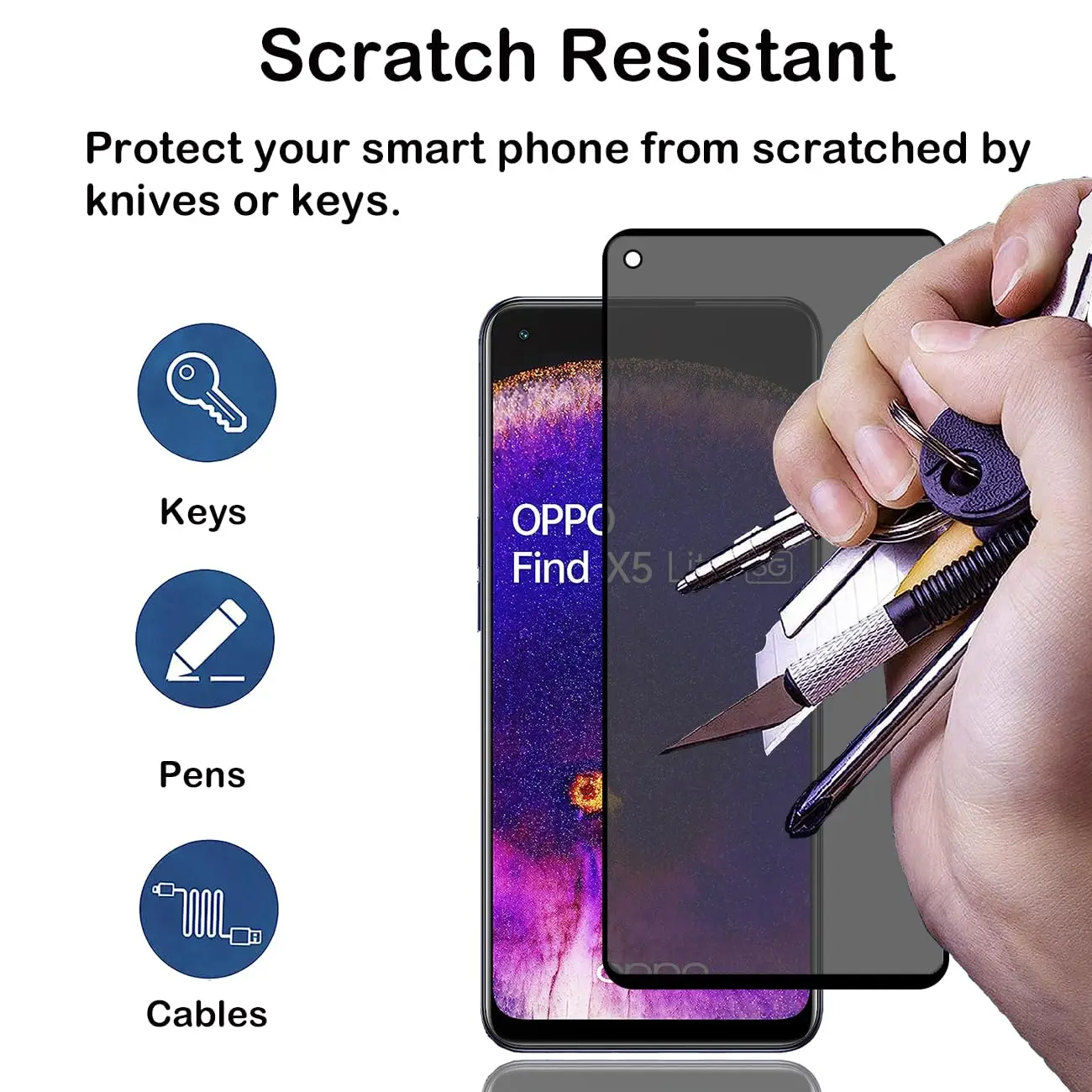 Anti Spy Screen Protector For OPPO Find X5 Lite Tempered Glass Privacy Anti Peep Scratch 9H Case Friendly High Aluminum