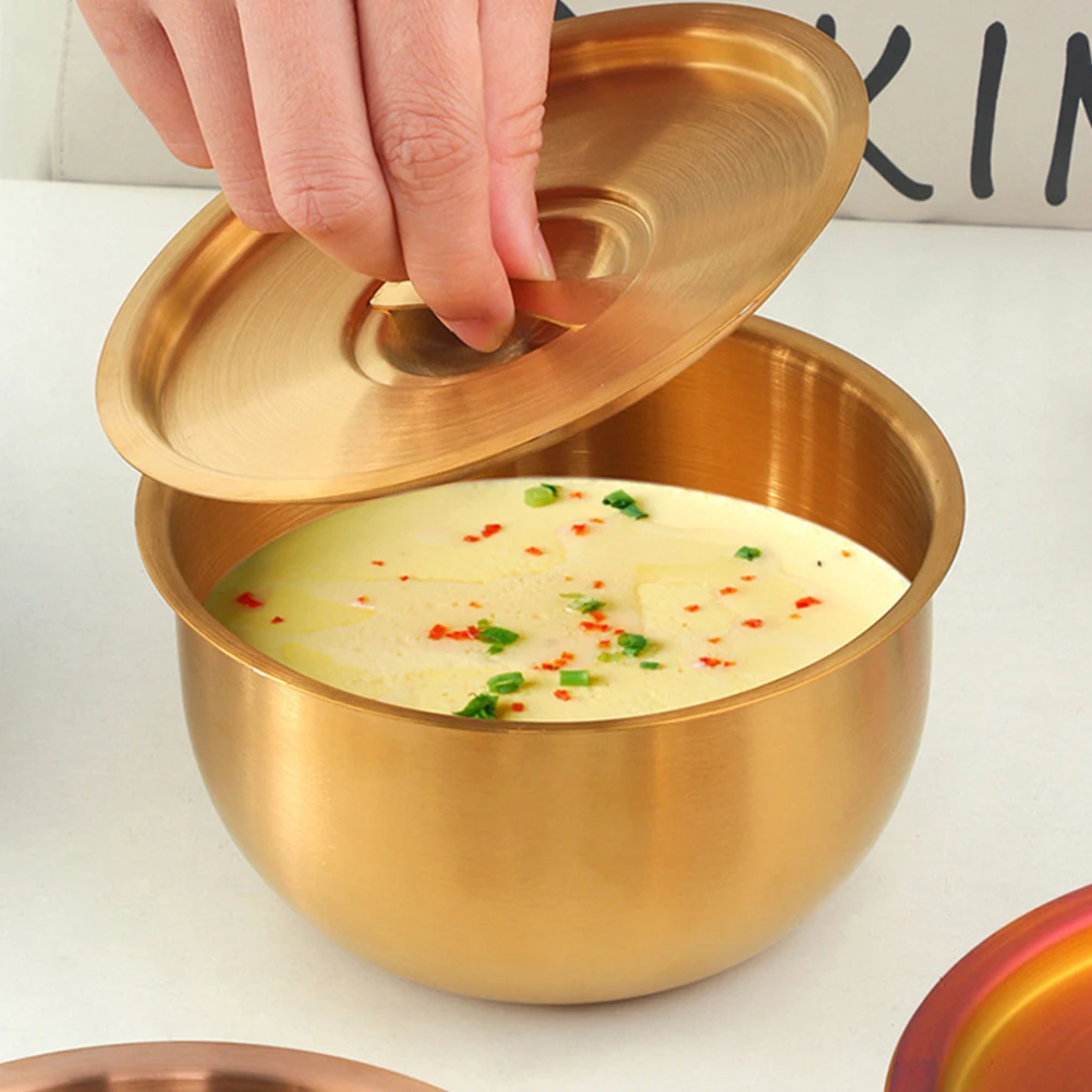 

1Pcs Stainless Steel Steamed Egg Bowl Reinforced Design Multi-Function Soup Storage Bowl for Bbq Camping