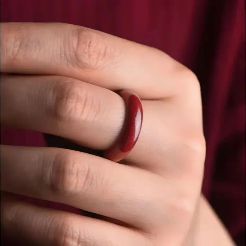 Natural Red Cinnabar 8-14 Size Feng Shui Ring Jade Round Wealth Money Rings Jewellery Fashion Man Woman Luck Amulet Mascots