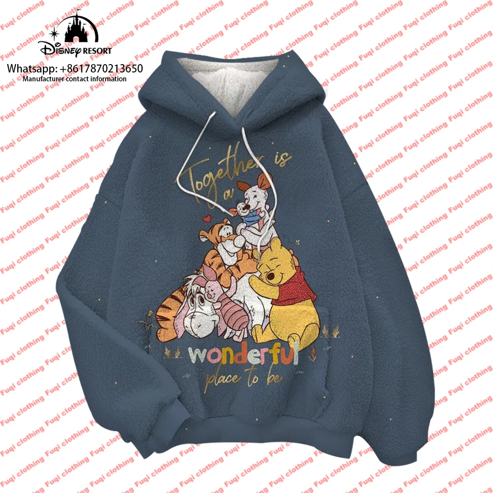 

2023 New Street Boys Girls Hoodie Plush Sweatshirt Mickey Minnie Cartoon Disney Brand Fashion Round Neck Ladies Pullover Hoodie