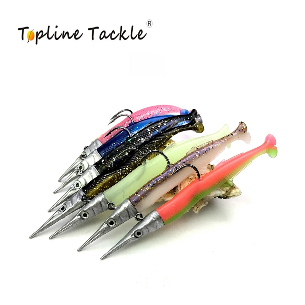 طعم صيد بذيل Topline-t برأس رصاص ، طعم صناعي ، لون مزدوج ، سيليكون ناعم ، متذبذب ، swimbait ، إكسسوارات المسار