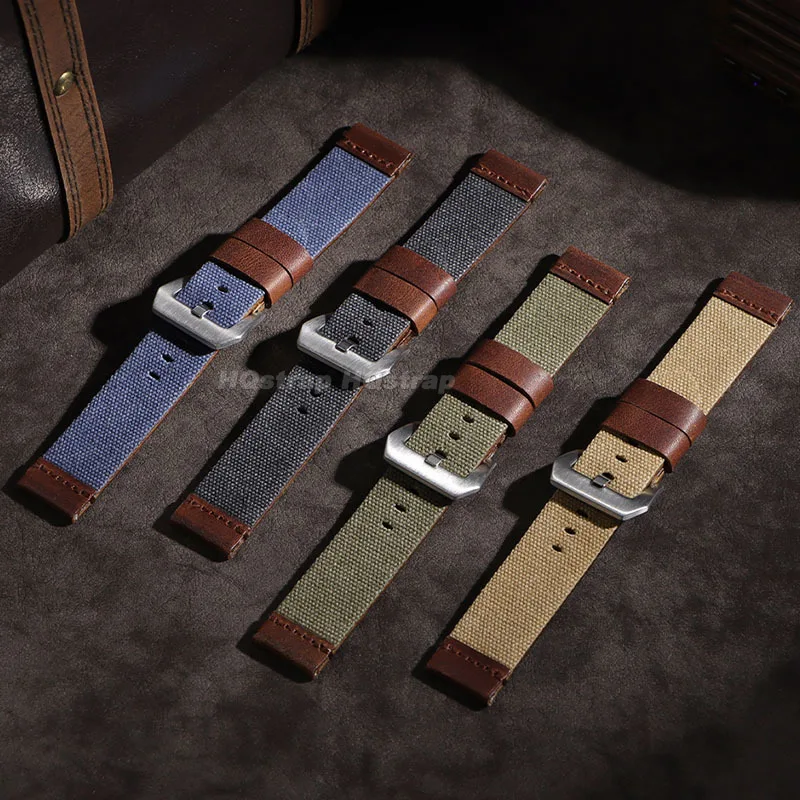 20mm 22mm 24mm Nylon Leather Strap for Seiko for Omega Watchband Retro Canvas Bracelet Sport Quick Release Replacement Wristband view 3