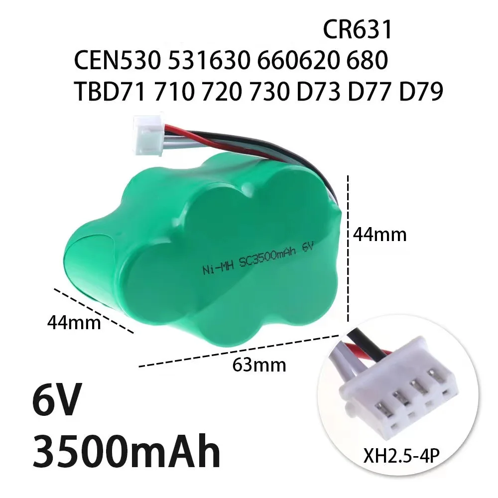 

New 6V 3500mAh Replacement NI-MH Battery for Ecovacs Deebot D73 D76 D62 D63 D63S D65 D66 D68 D77 D79 730 760 TBD71