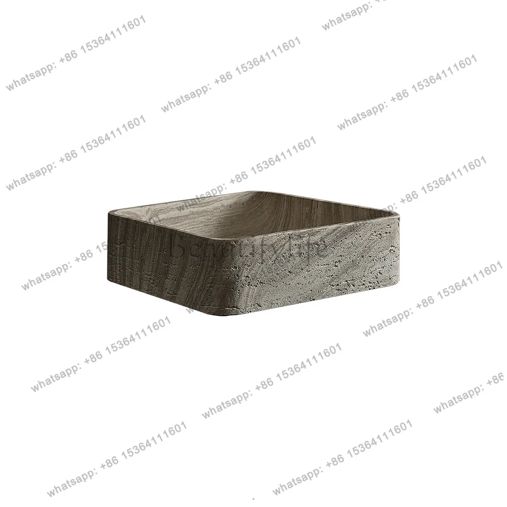 Italian minimalist light luxury designer creative cave stone table basin household bathroom face wash plate