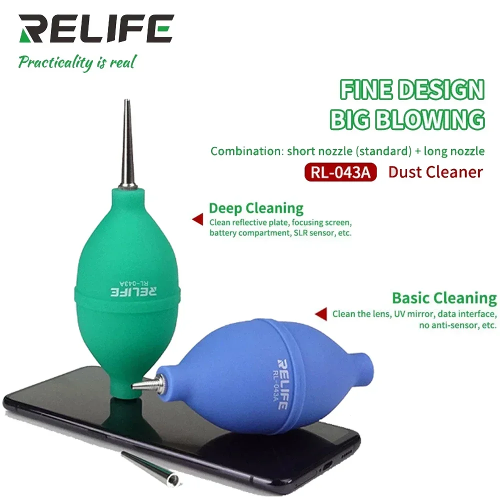 RELIFE RL-043A 2 in 1 Phone Repair Dust Cleaner Air Blower Ball Dust Cleaning Pen for Phone PCB/Camera Lens/PC Keyboard Cleaning