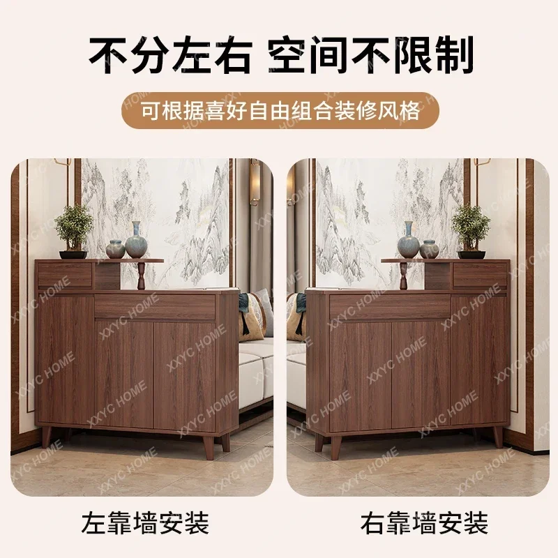 5Solid wood partition cabinet living room entrance double-sided shoe cabinet ancient rack Chinese style
