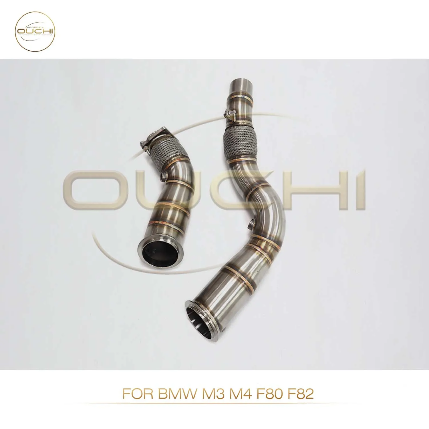 High Flow Performance Downpipe for BMW M3 M4 F80 F82 OUCHI Exhaust System Without Heat shield Reduced diameter