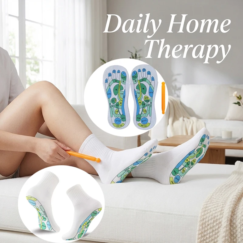 

1Pair New Acupoint Diagram Socks MEN'S And WOMEN'S Socks Sole Acupoint Massage Sole Meridians Tools German Korean Arabic Russian