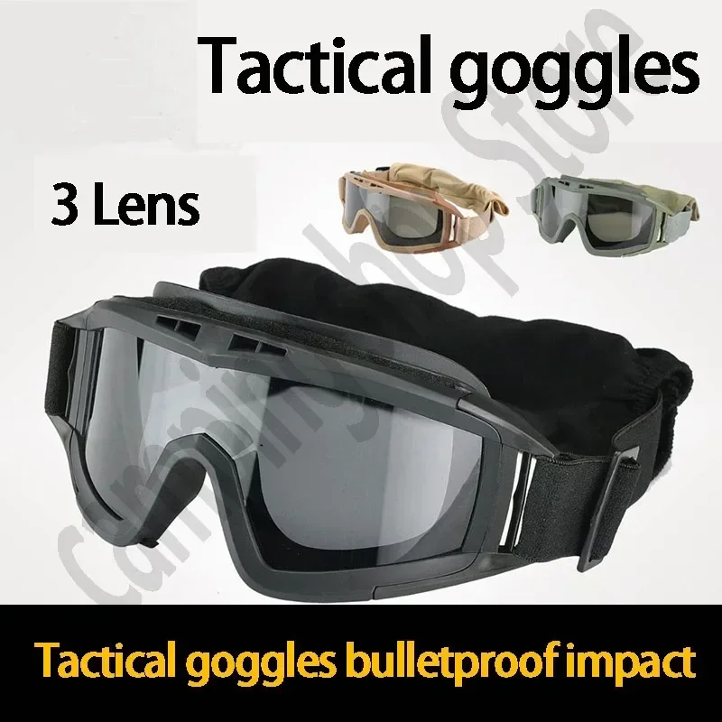 Outdoor Tactical Glasses Desert Locust Fan Goggles Anti-shock Sports Unisex Bulletproof Glasses Men's Cycling Goggles