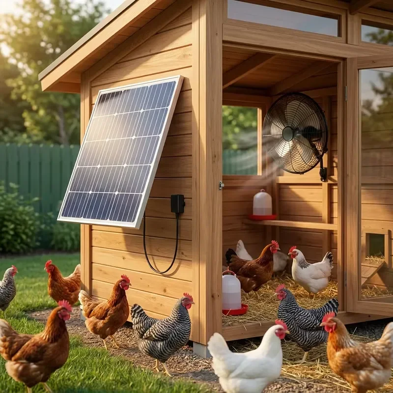 16 Inch Solar Powered Ventilation Fan Heavy Duty DC Cooling Blower for Greenhouse Chicken Coop IP65 Waterproof Outdoor Use