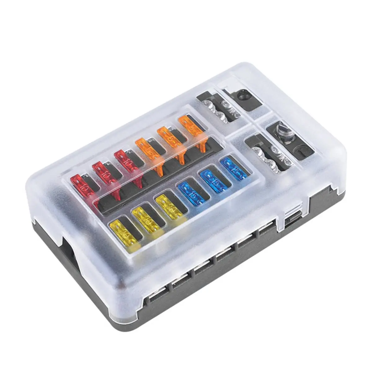 12 Way Blade Fuse Box Holder 32V 100A for Car Boat Marine Fuse Holder Block Power Distribution Panel Board