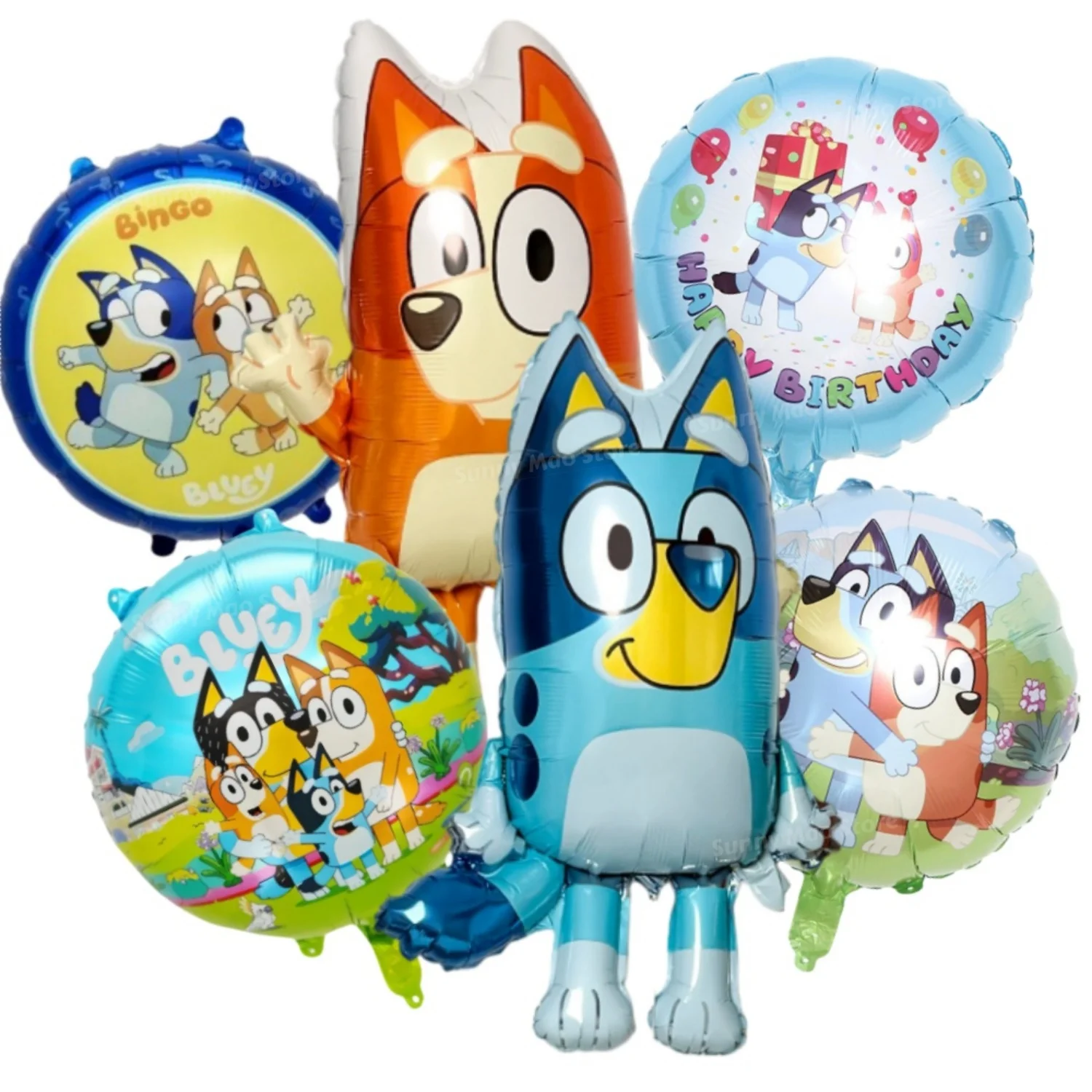 6 قطع بالونات زرقاء على شكل بنغو مجموعة بالونات من رقائق معدنية لحفلات أعياد الميلاد وحفلات أعياد الميلاد للأطفال لعبة كلاسيكية هدايا هوائية