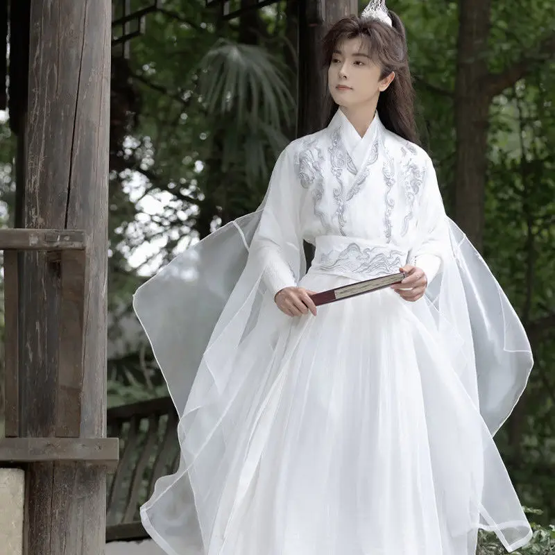 

Twilight Journey[Miaoyun Mountain]Hanfu Men's White Fairy-like Elegant Double-layer Fluttering Sleeves Cool Scholar Style Unisex