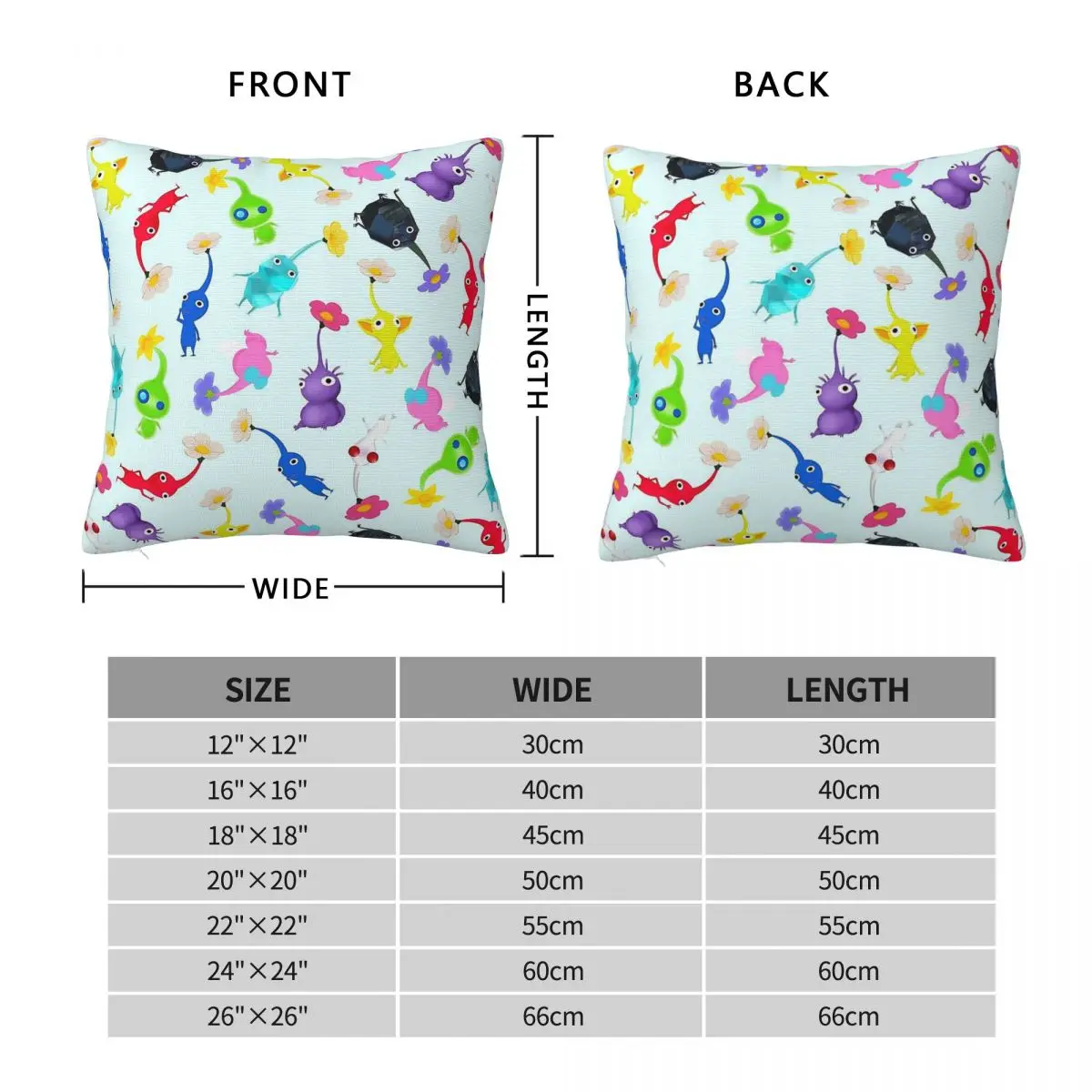 All Pikmin Aliens Square Pillowcase Polyester Linen Velvet Pattern Zip Decorative Throw Pillow Case Room Cushion Cover 45x45
