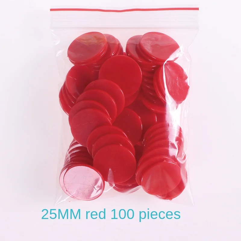 100Pcs/set Plastic Chip Coin Teaching Aids Color Blank Small Round Piece Student Kindergarten Reward Coin Point Coin 25mm