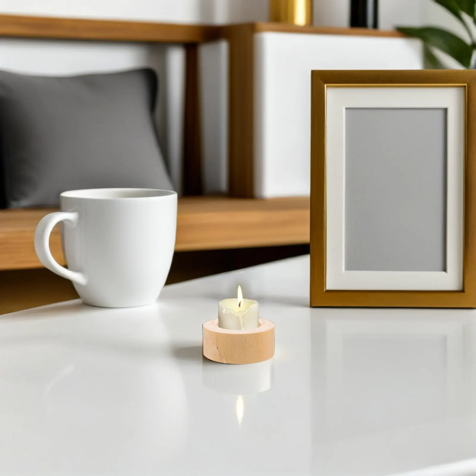 12Pcs Wooden Votive Tea Light Holders Rustic Unfinished Wood Aromatherapy Base Dining Table Centerpiece Decor Farmhouse view 2