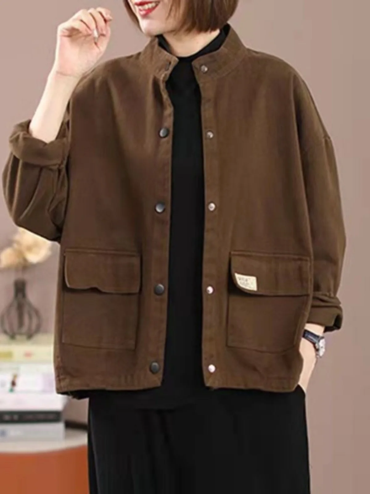 Wiosenno-jesienna, luźna kurtka damska z kapturem, długa, wyszczuplająca, modna, retro, w stylu koreańskim, odzież wierzchnia.