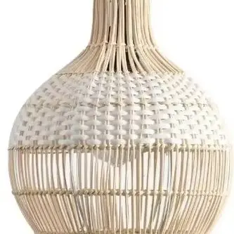 

30CM Rattan Pendant Light Fixture Mini Hand-Woven White Rattan Chandelier Boho Wicker Hanging Lamp for Dining Living Kitchen