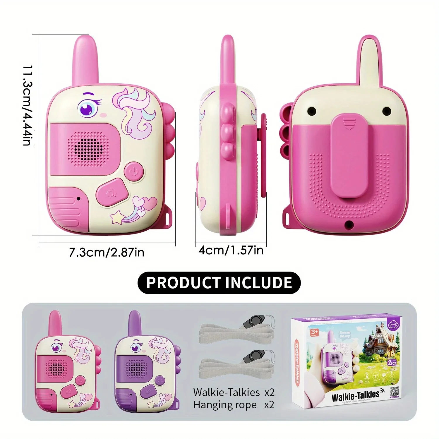 Brinquedos walkie talkies de unicórnio rosa com cordão para jogos de acampamento ao ar livre e brinquedos de natal de aniversário presentes para meninos meninas crianças