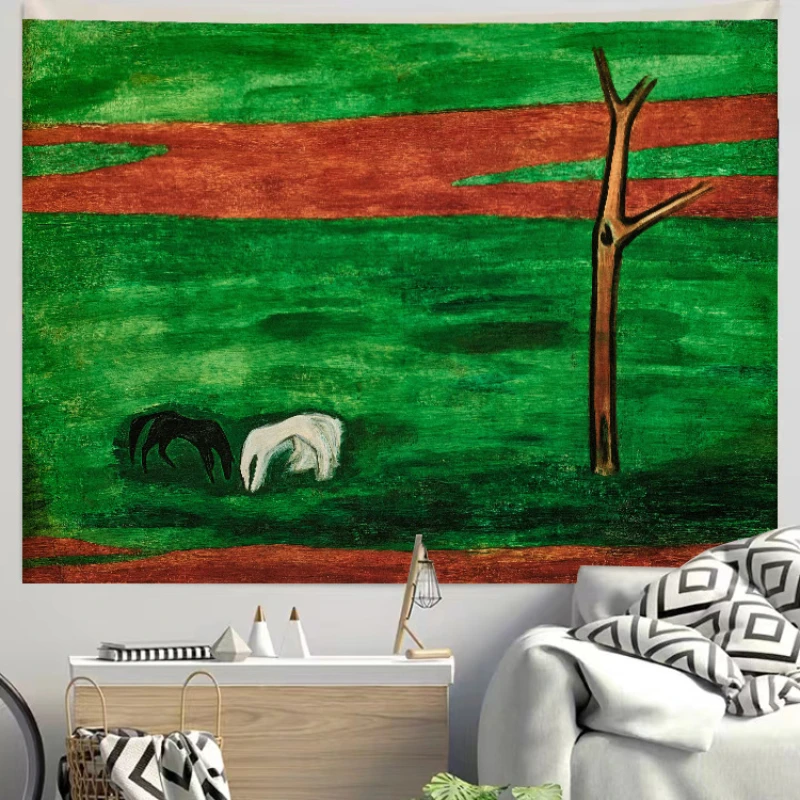 VIKAMA Wandteppich mit abstrakter Tierlandschaft, ästhetische Kunst, Wandbehang für Schlafzimmer, Wohnzimmer, Schlafsaal, minimalistische Boho-Heimdekoration