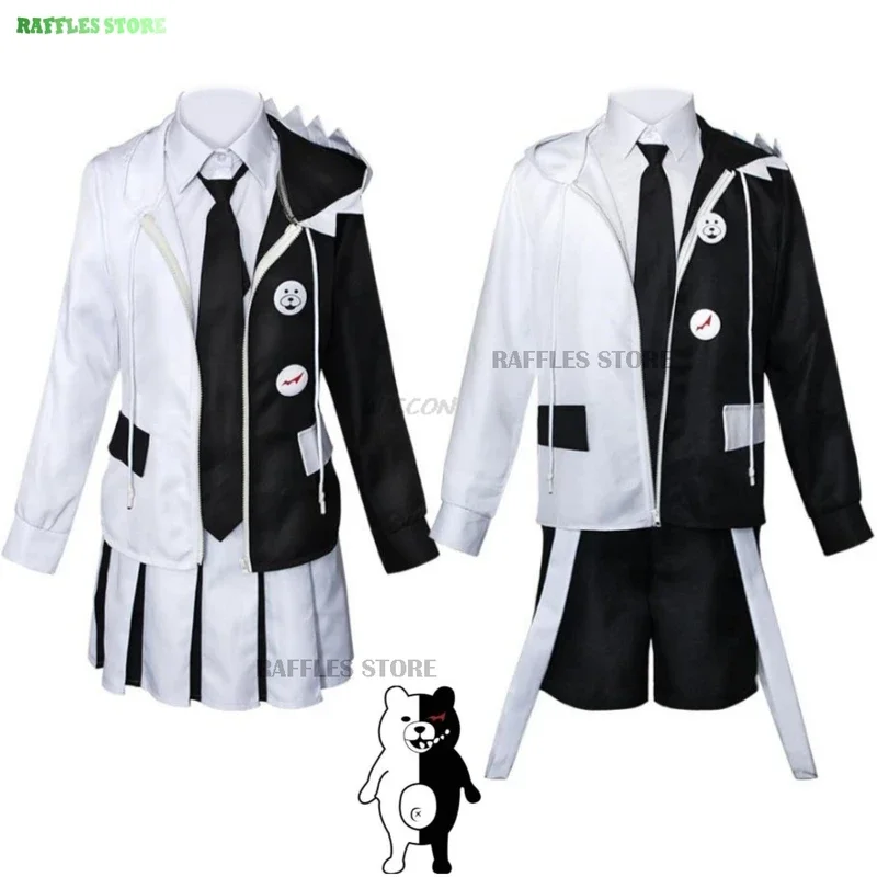 Game Danganronpa V3: Killing Harmony Monokuma Cosplay Costume Anime School Jk Uniform Halloween Black And White Suit