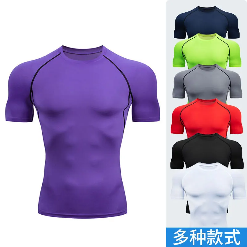 

Men's sports T-shirt high elasticity, tight fitting, breathable, quick drying, helps sweat. comprehensive fitness training