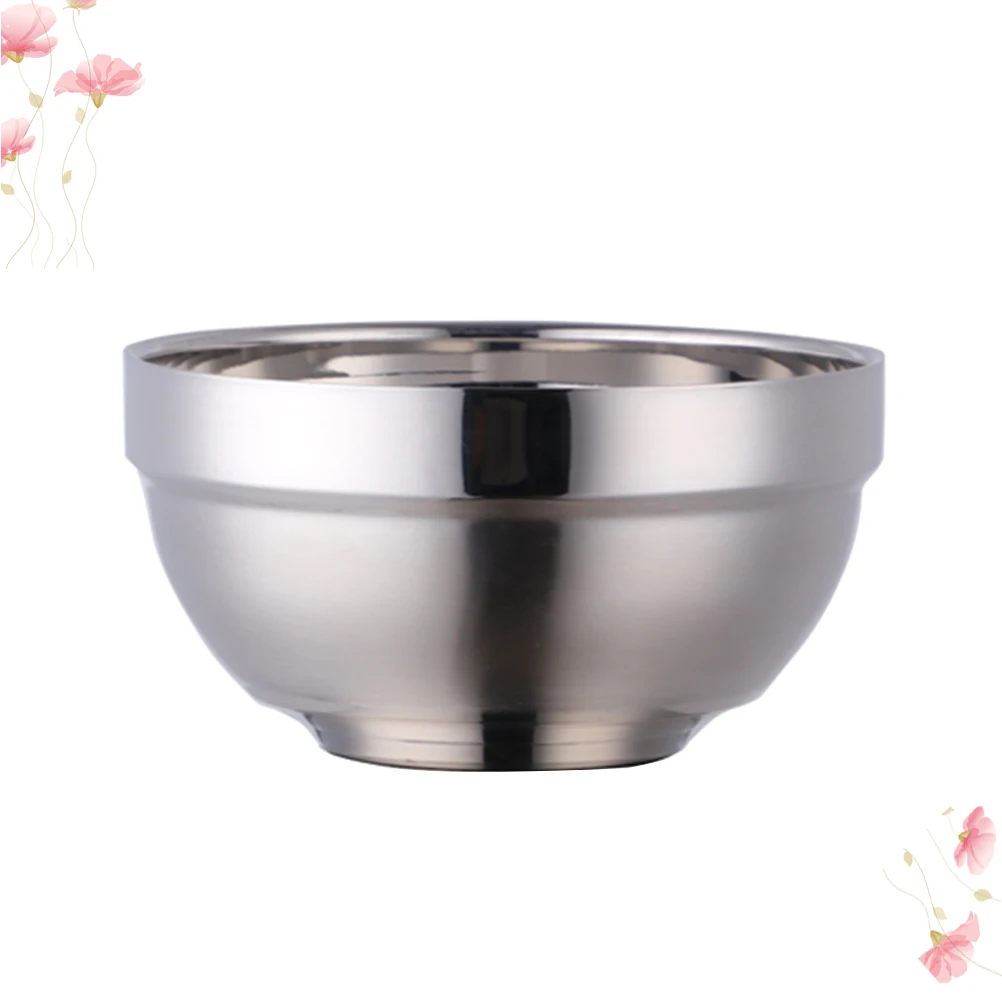 

Stainless Steel Double Wall Insulated Anti-Fall Snack Bowl For Home Restaurant Use Thicken Heavy Duty Soup Rice Ice Cream Bowl