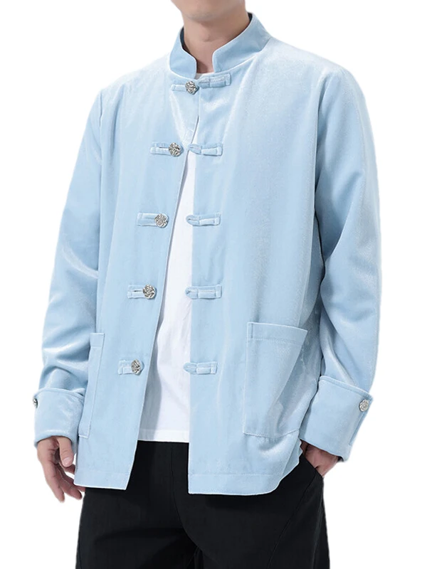 

Новый китайский мужской вельветовый топ Jaet, осенний повседневный топ на пуговицах в стиле ретро, модный однотонный свободный крой, шелковый блеск, защита от грязи