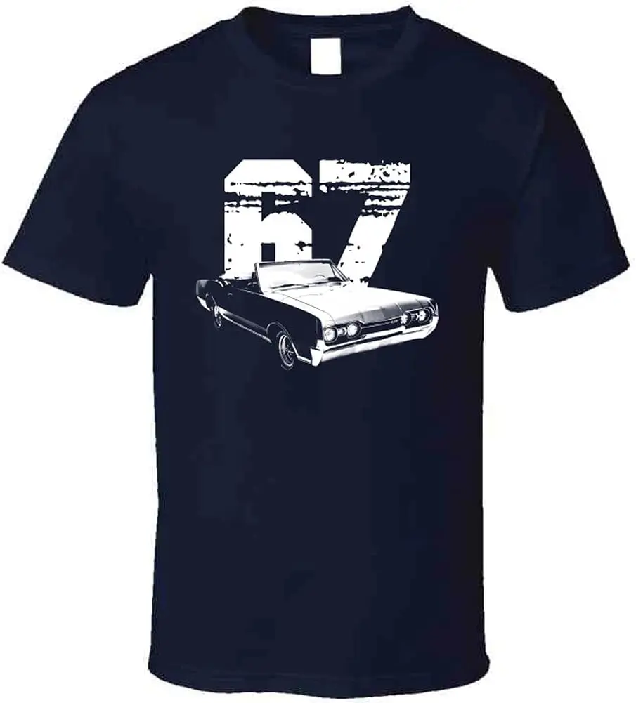 PurpleMonkeyTees 1967 Oldsmobile 442 Front Three Quarter View with Year T Shirt